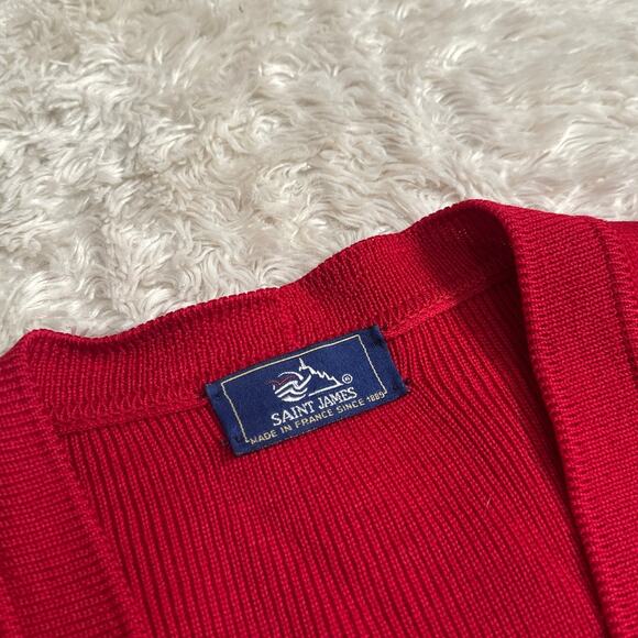 Saint James 100% New Wool Knit Pockets Cardigan Sweater Gold Button Down - Picture 9 of 11